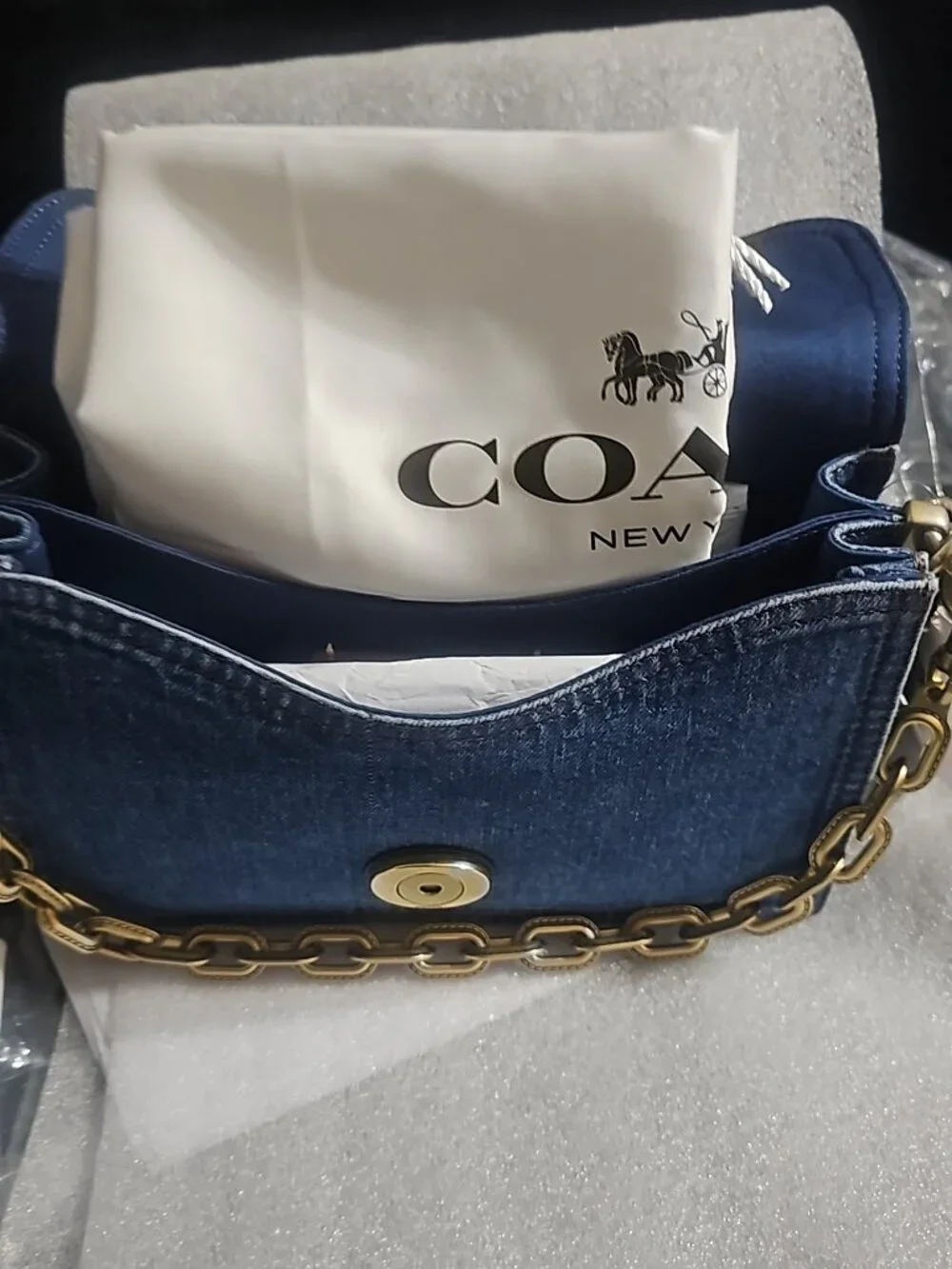 New Small Denim Chain Tabby Shoulder Bag